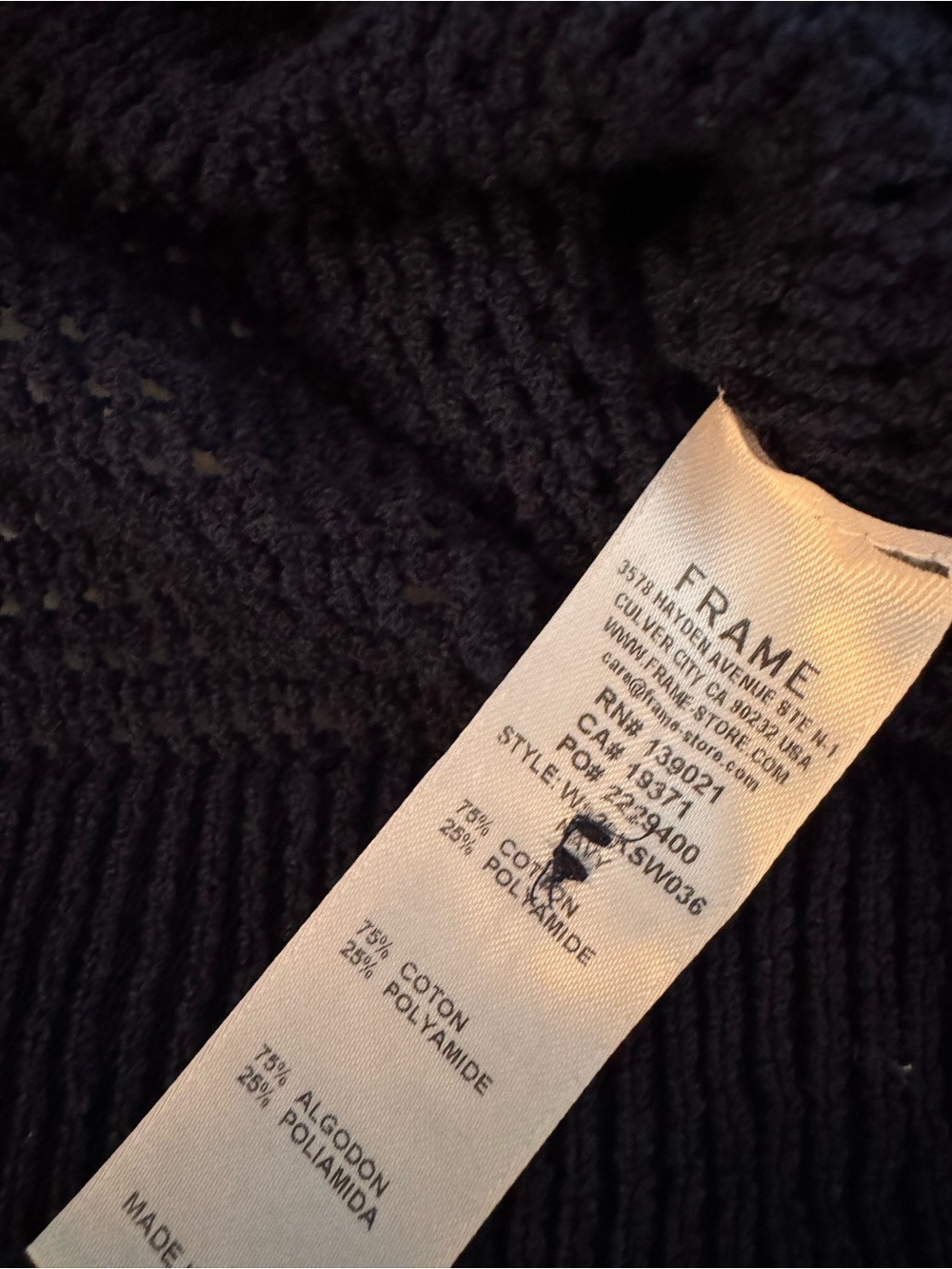 Frame The Shrunken Cardi / Navy Open-Knit Sweater - Picture 8 of 9